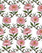 Pink Rose Vine Garden Rug