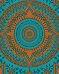 Teal Orange Medallion Folk Art Rug