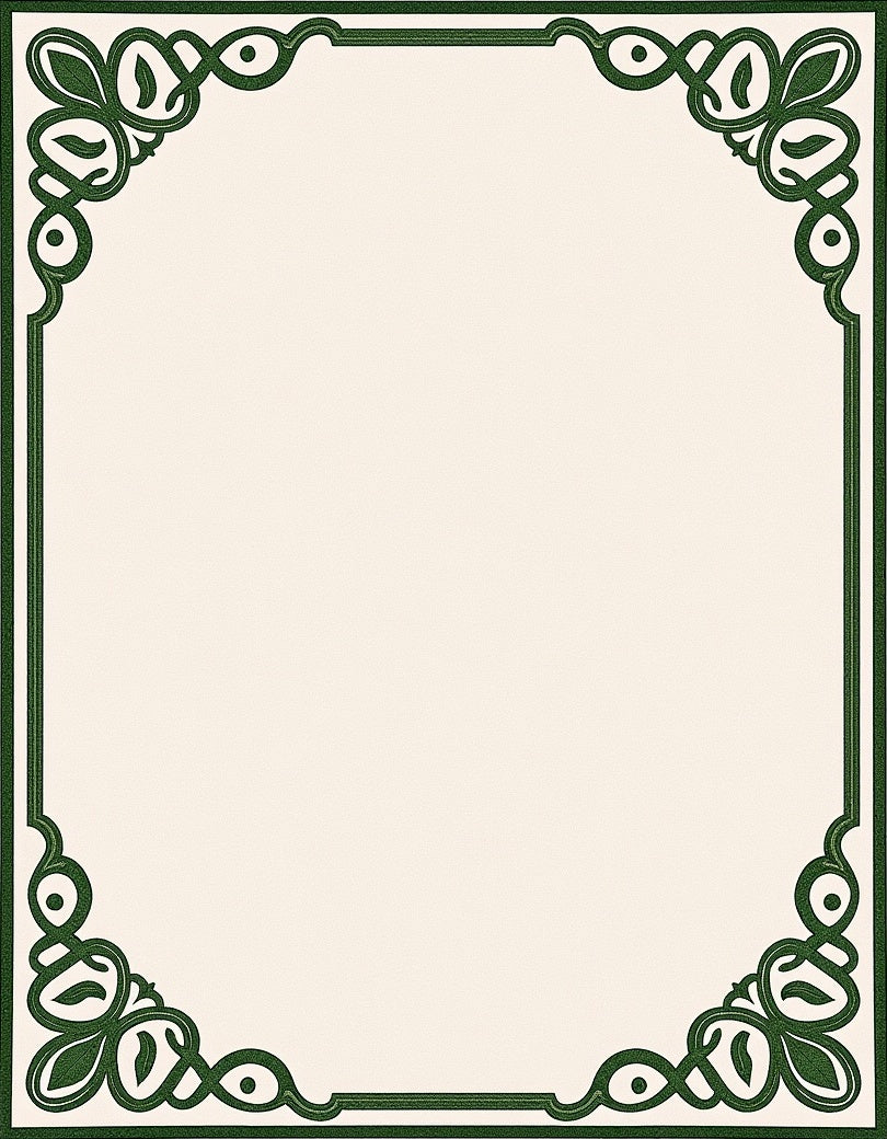 Elegant Forest Green Celtic Knot Border Rug