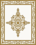 Elegant Gold Scrollwork Medallion Frame Rug