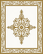 Elegant Gold Scrollwork Medallion Frame Rug