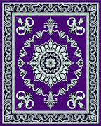 Purple Floral Medallion Border Rug