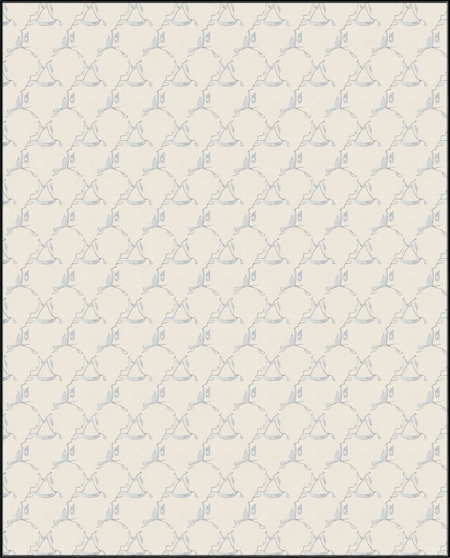 Soft Cream Blue Geometric Diamond Rug