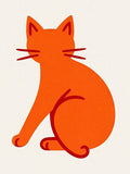 Vibrant Orange Feline Sitting Still Rug