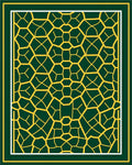 Emerald Gold Geometric Lattice Rug