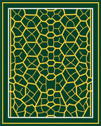 Emerald Gold Geometric Lattice Rug