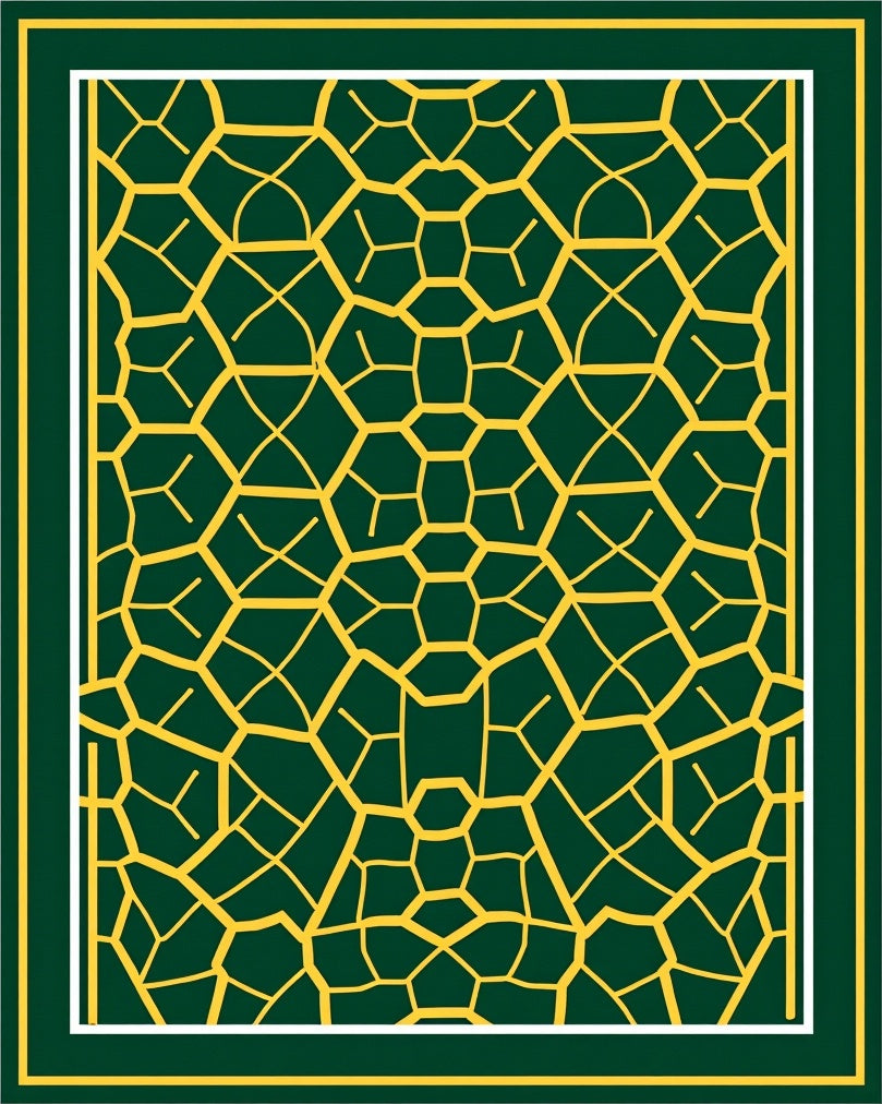 Emerald Gold Geometric Lattice Rug
