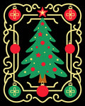 Festive Christmas Tree Ornate Border Rug