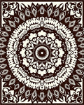 Dark Brown White Radial Mandala Rug