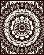 Dark Brown White Radial Mandala Rug