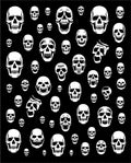 White Skulls Scattered Black Background Rug