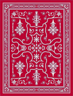 Crimson White Ornate Scroll Medallion Rug