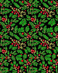 Vintage Red Berry Green Leaf Foliage Rug
