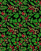 Vintage Red Berry Green Leaf Foliage Rug