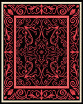 Coral Vine Scrolling Black Medallion Rug