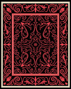 Coral Vine Scrolling Black Medallion Rug