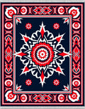 Bold Red White Mandalas Navy Rug