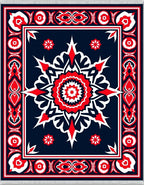 Bold Red White Mandalas Navy Rug