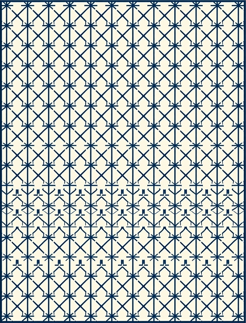 Classic Navy Lattice Geometric Rug