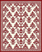 Crimson Acanthus Medallion Border Rug
