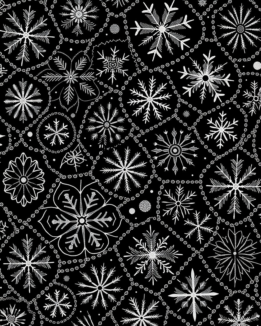Winter White Snowflake Chain Arrangement Rug