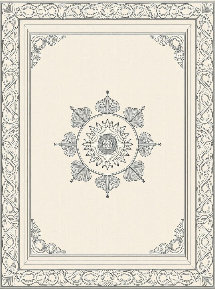 Floral Medallion Bordered Ivory Rug