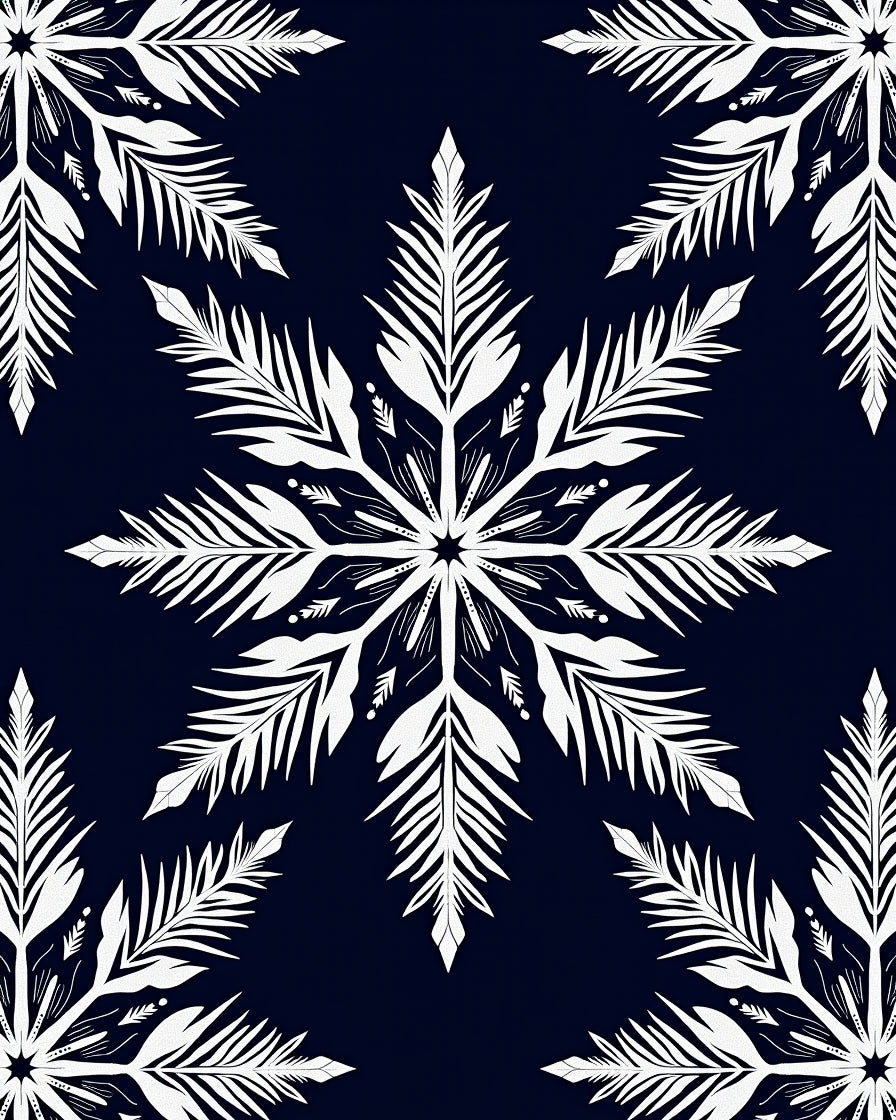 White Snowflakes Navy Blue Rug