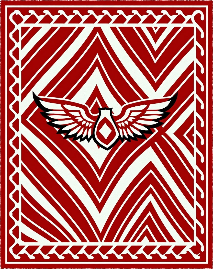 Red Winged Crest Geometric Rug