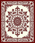 Dark Red Floral Medallion Border Rug