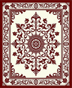 Dark Red Floral Medallion Border Rug