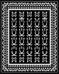 Tribal Black White Figures Border Rug