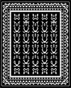Tribal Black White Figures Border Rug
