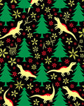 Festive Dinosaur Christmas Tree Snowflakes Rug