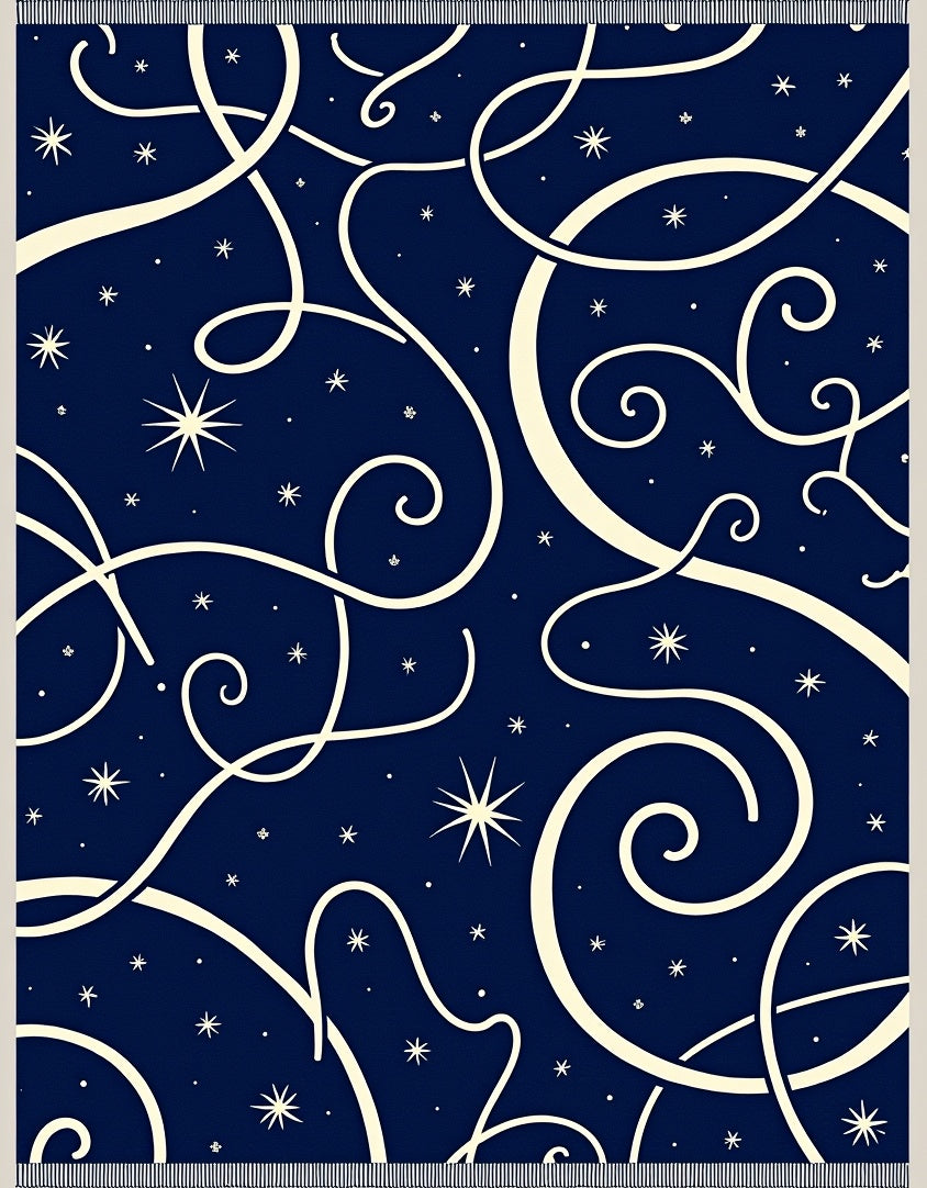 Navy Swirl Celestial Star Rug