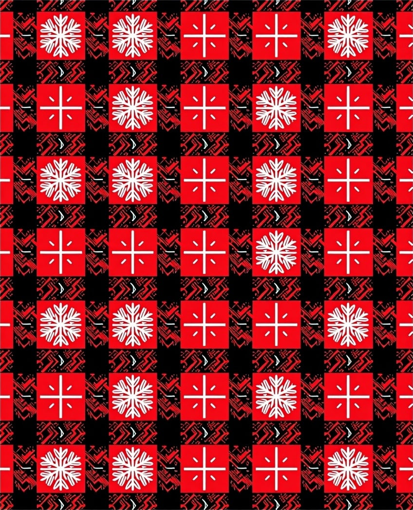 Classic Red White Snowflake Plaid Rug