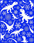 White Dinosaurs Snowflakes Blue Rug