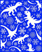 White Dinosaurs Snowflakes Blue Rug