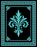 Turquoise Classic Fleur-de-Lis Border Rug