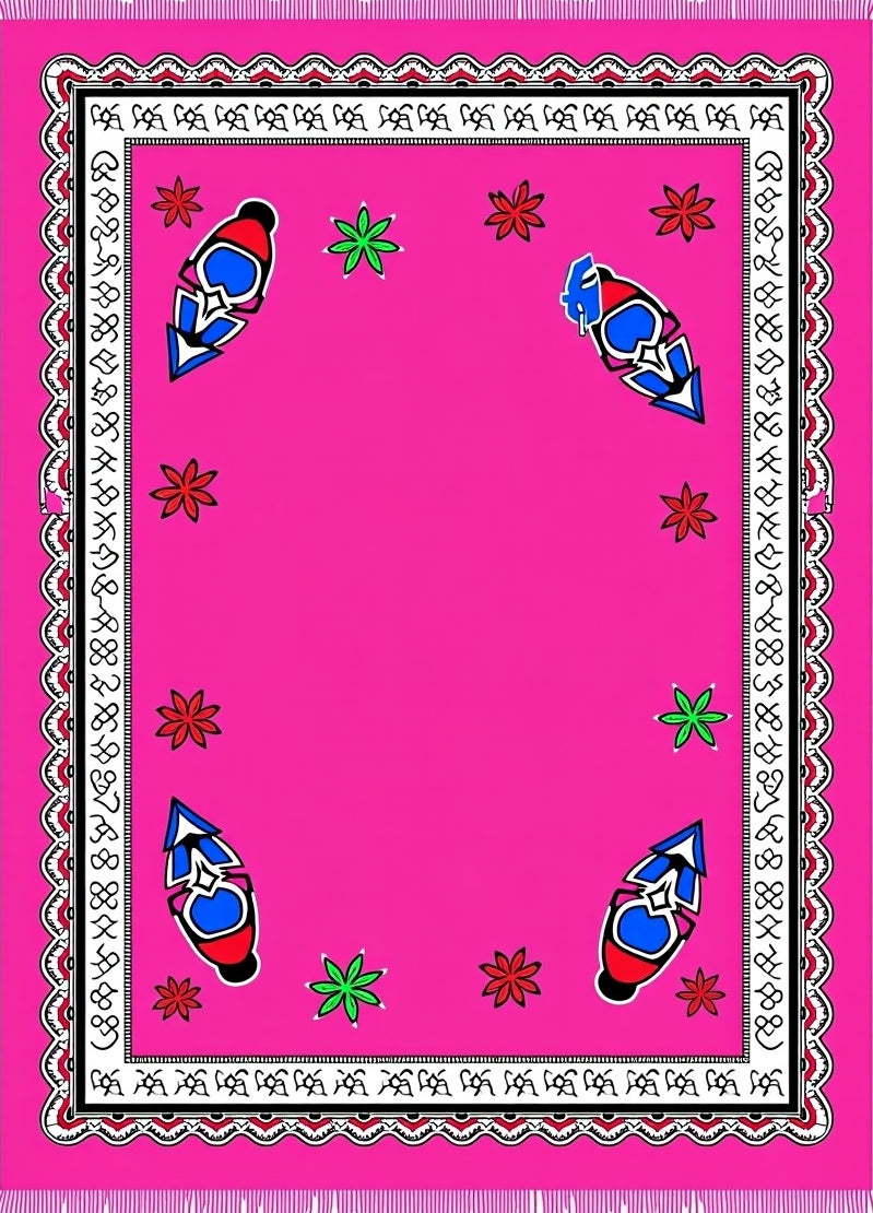 Funky Pink Lantern Flower Rug