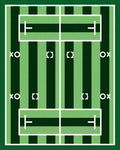 Emerald Green Striped Court Tic Tac Toe Rug