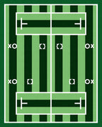 Emerald Green Striped Court Tic Tac Toe Rug