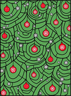 Red Bauble Snowflake Branches Rug