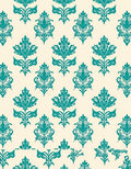 Teal Damask Floral Medallion Rug