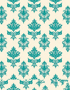 Teal Damask Floral Medallion Rug