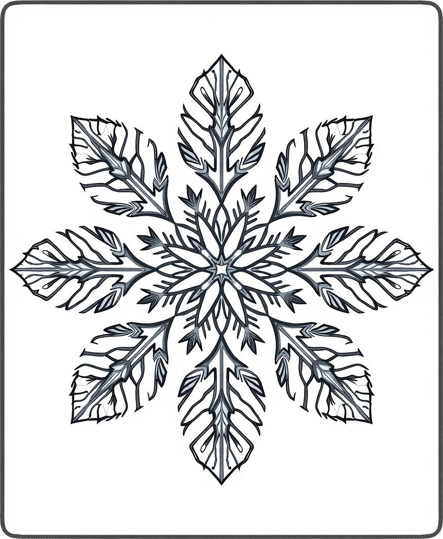 Monochromatic Gray Snowflake Floral Rug