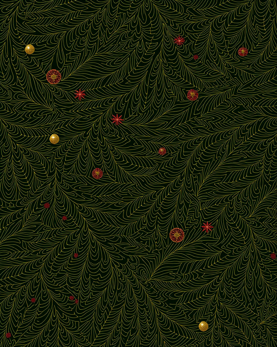 Black Gold Festive Leaf Ornaments Rug