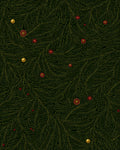 Black Gold Festive Leaf Ornaments Rug