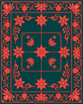 Coral Floral Bordered Teal Rug