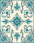 Teal Floral Medallion Cream Square Rug