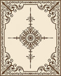 Brown Floral Emblem Cream Rug